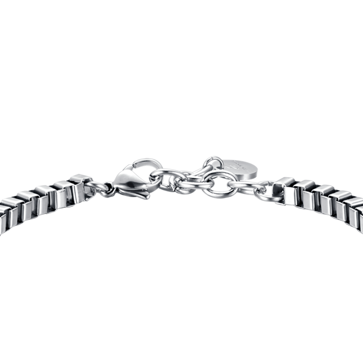 PULSERA DE ACERO PARA HOMBRE CON PLACA NEGRA Y CRISTALES