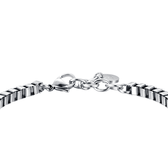 PULSERA DE ACERO PARA HOMBRE CON PLACA NEGRA Y CRISTALES