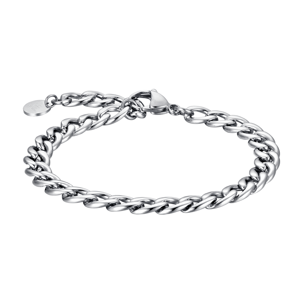 PULSERA DE ACERO DE ESLABONES DE PLATA PARA HOMBRE