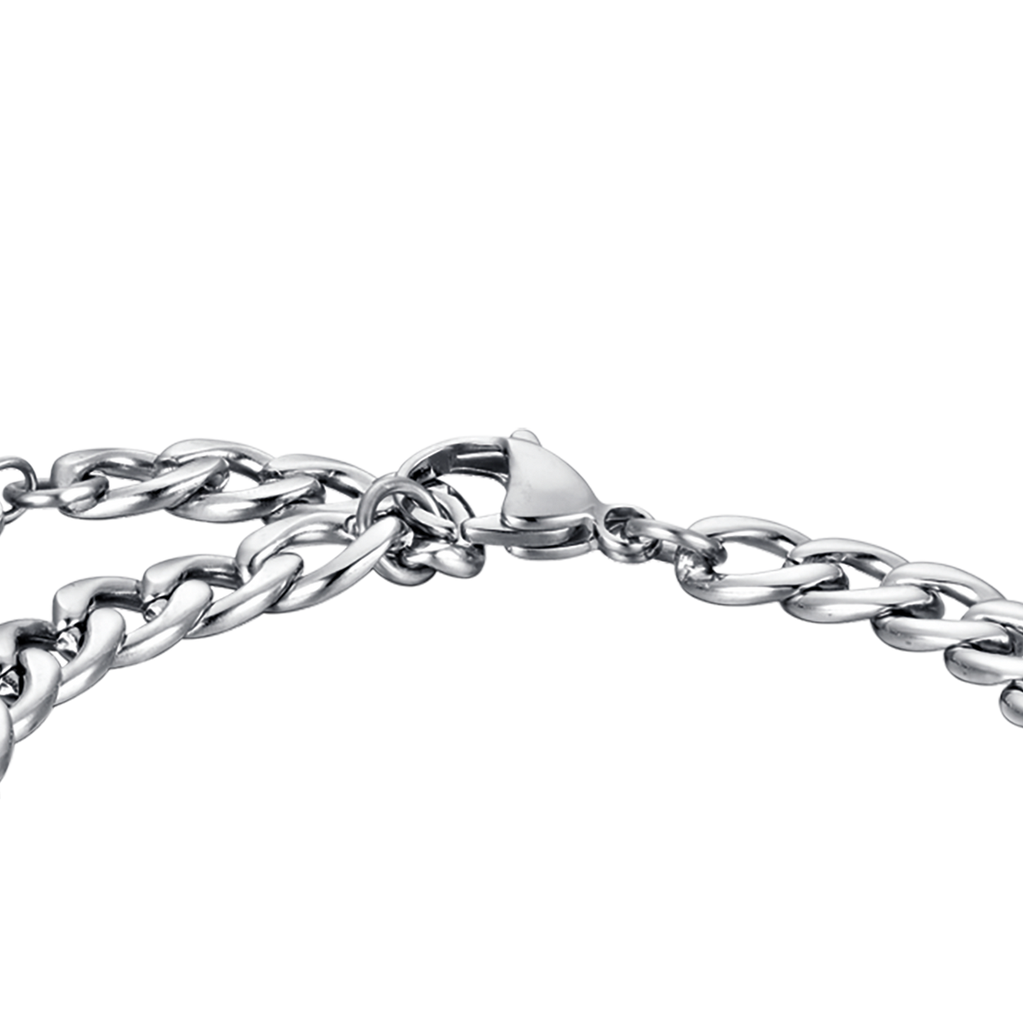 PULSERA DE ACERO DE ESLABONES DE PLATA PARA HOMBRE