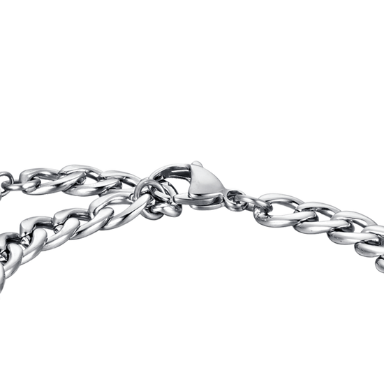 PULSERA DE ACERO DE ESLABONES DE PLATA PARA HOMBRE