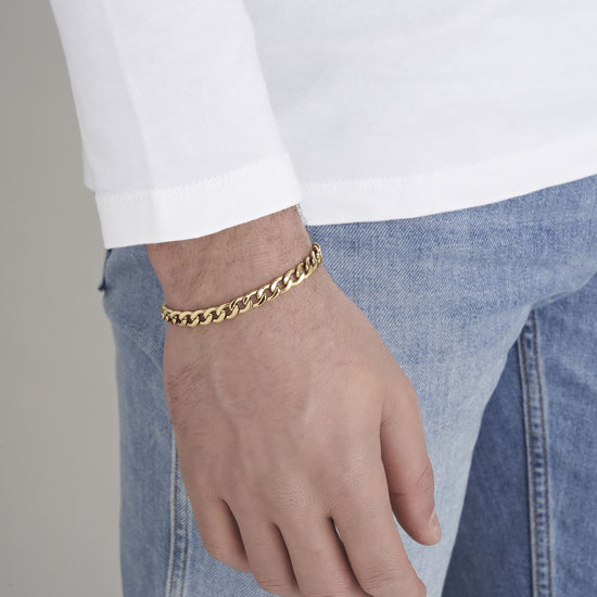 PULSERA DE ACERO DE ESLABONES DE PLATA PARA HOMBRE