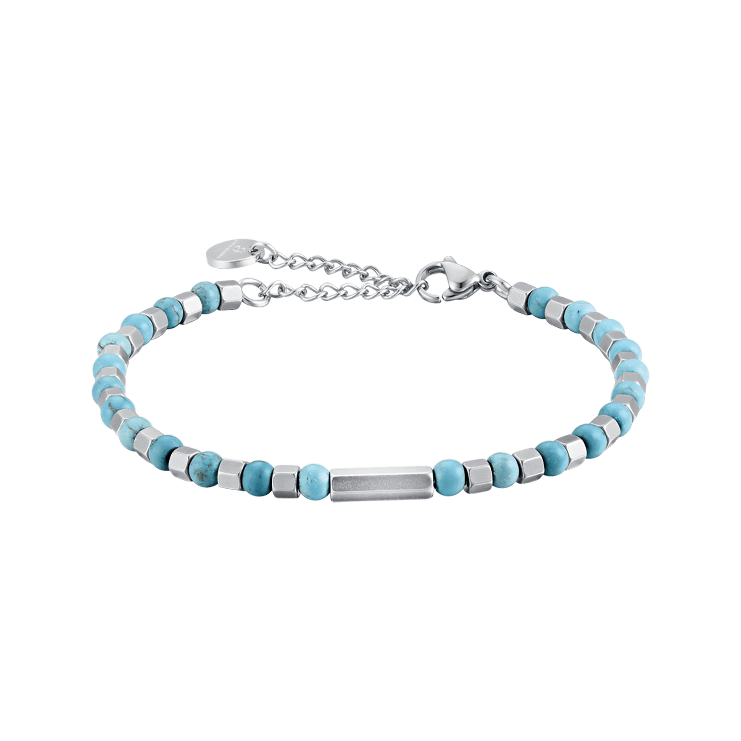 PULSERA DE ACERO PARA HOMBRE CON PIEDRAS DE TURQUESA