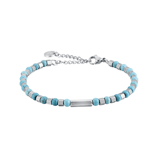 PULSERA DE ACERO PARA HOMBRE CON PIEDRAS DE TURQUESA