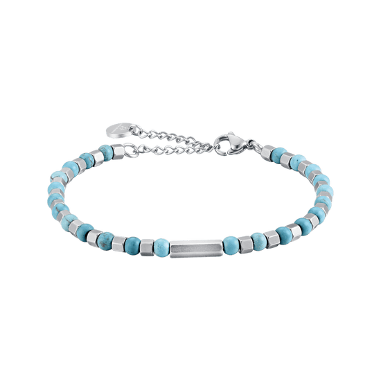 PULSERA DE ACERO PARA HOMBRE CON PIEDRAS DE TURQUESA Luca Barra