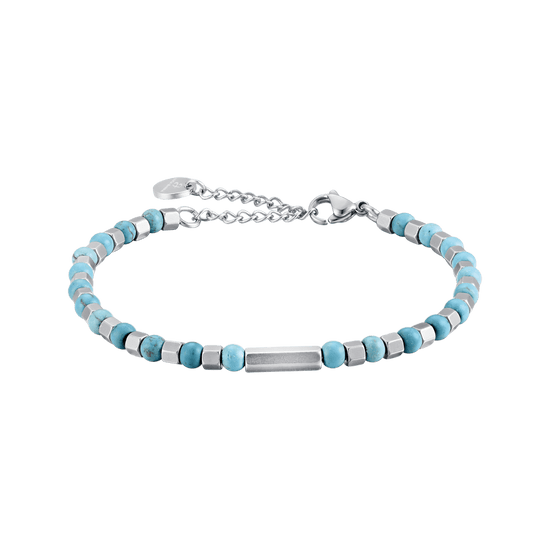 PULSERA DE ACERO PARA HOMBRE CON PIEDRAS DE TURQUESA
