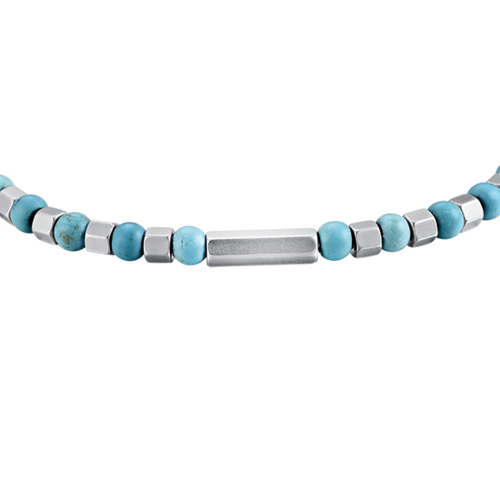 PULSERA DE ACERO PARA HOMBRE CON PIEDRAS DE TURQUESA