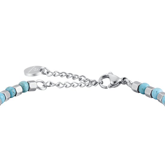 PULSERA DE ACERO PARA HOMBRE CON PIEDRAS DE TURQUESA