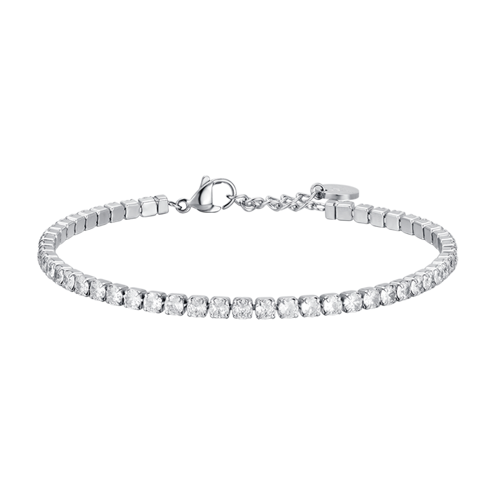 PULSERA DE TENIS DE ACERO PARA HOMBRE CON CRISTALES BLANCOS