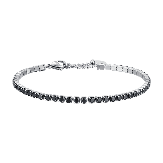 PULSERA DE TENIS DE ACERO PARA HOMBRE CON CRISTALES NEGROS