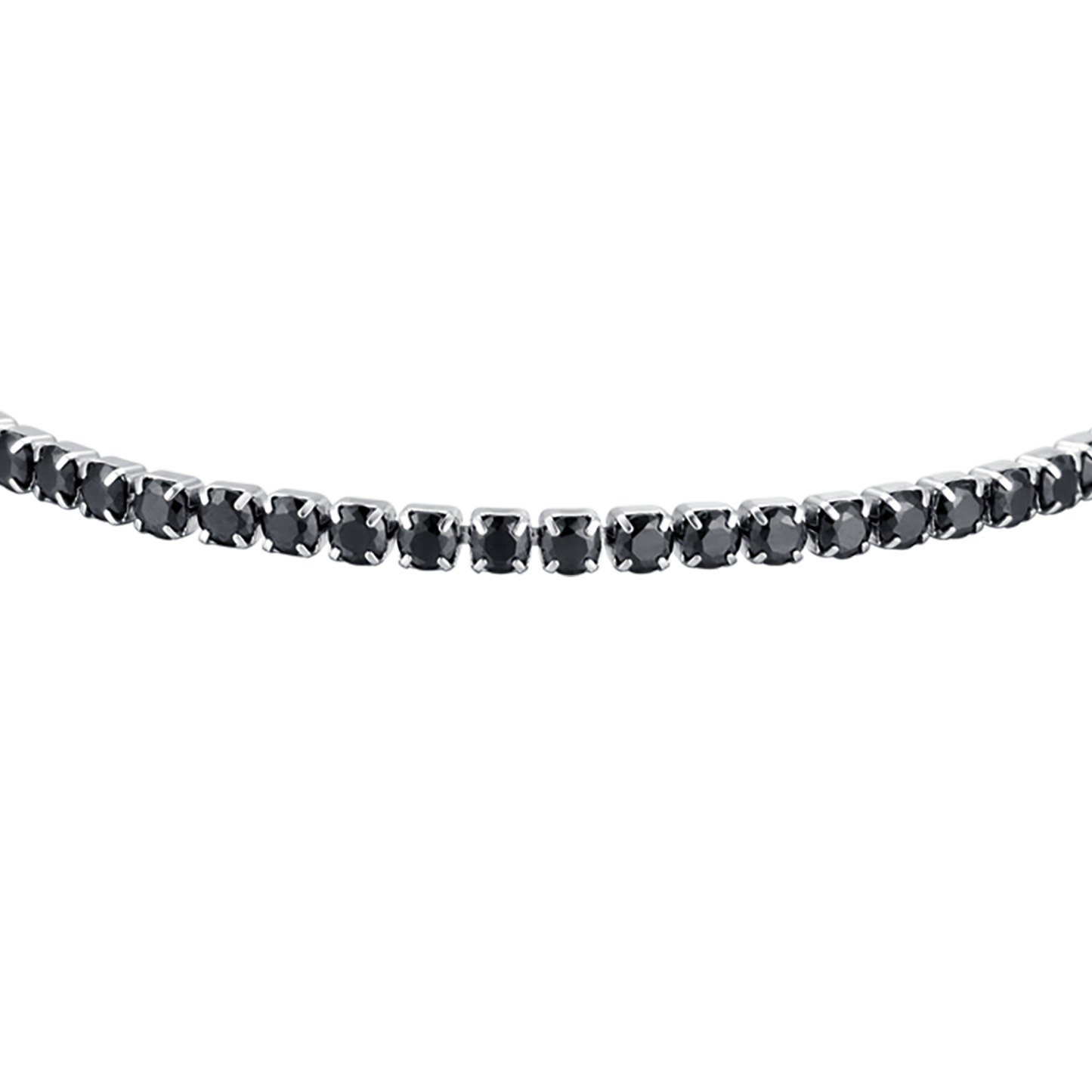 PULSERA DE TENIS DE ACERO PARA HOMBRE CON CRISTALES NEGROS