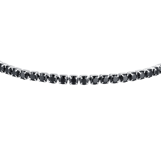 PULSERA DE TENIS DE ACERO PARA HOMBRE CON CRISTALES NEGROS