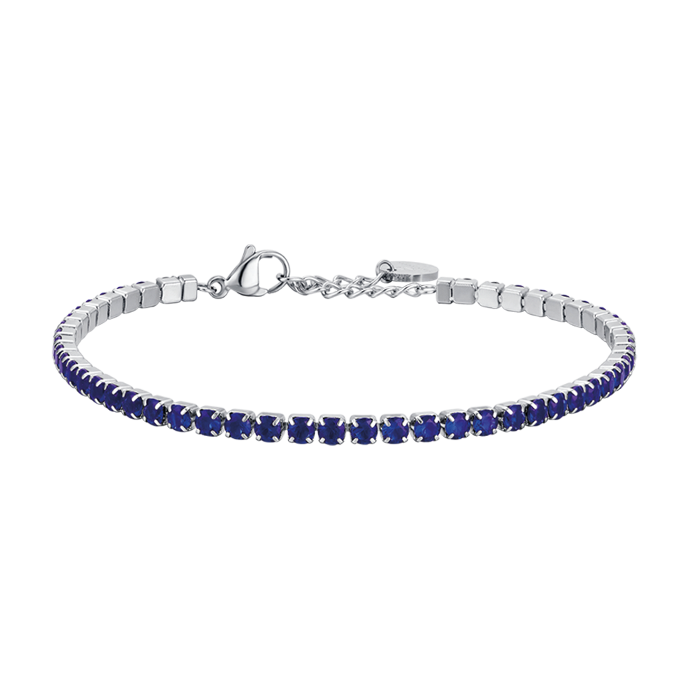 PULSERA DE TENIS DE ACERO PARA HOMBRE CON CRISTALES AZULES