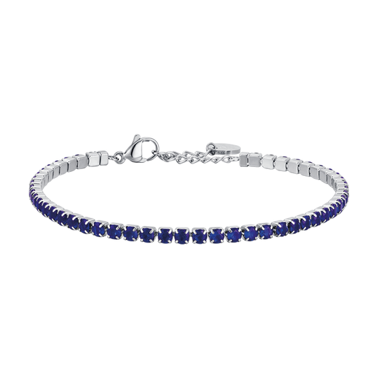 PULSERA DE TENIS DE ACERO PARA HOMBRE CON CRISTALES AZULES