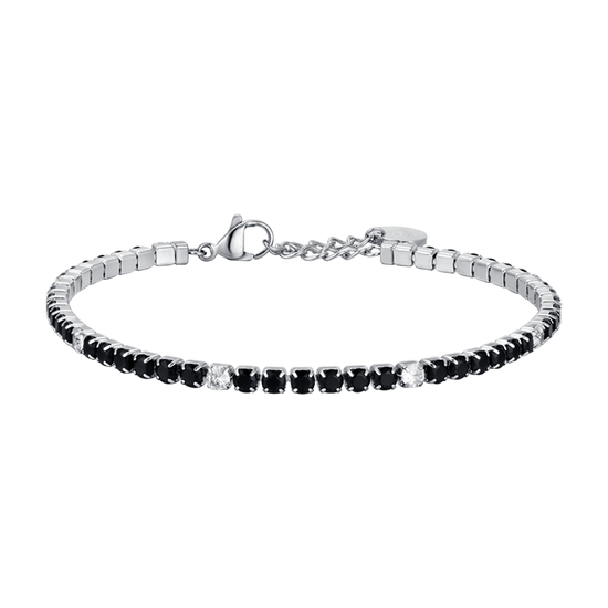 PULSERA DE TENIS DE ACERO PARA HOMBRE CON CRISTALES BLANCOS Y NEGROS