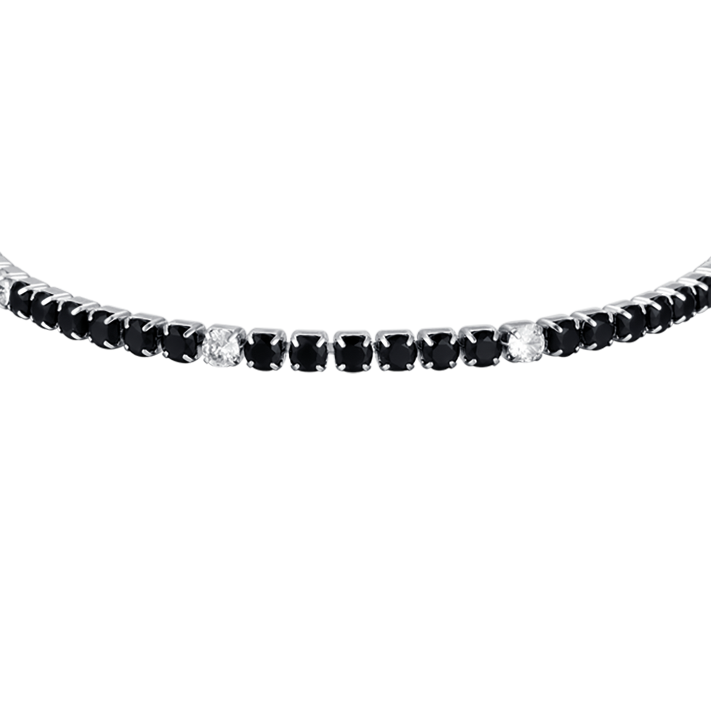 PULSERA DE TENIS DE ACERO PARA HOMBRE CON CRISTALES BLANCOS Y NEGROS