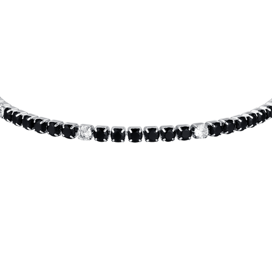 PULSERA DE TENIS DE ACERO PARA HOMBRE CON CRISTALES BLANCOS Y NEGROS