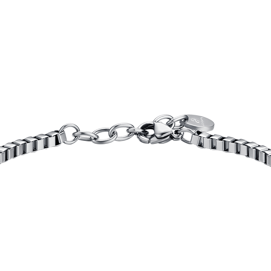 PULSERA DE ACERO PARA HOMBRE CON PLACA Y CRISTALES BLANCOS