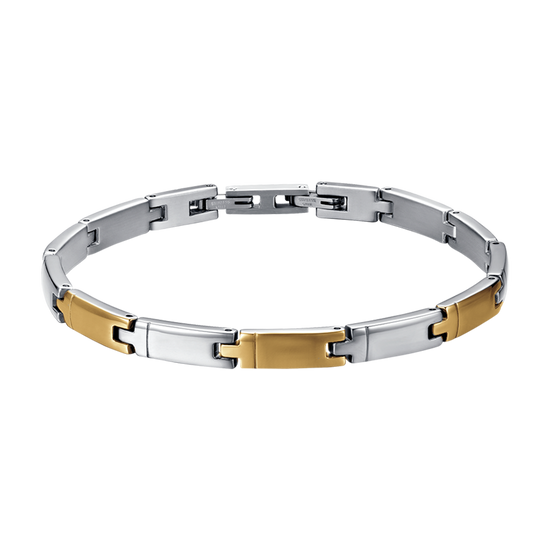 BRAZALETE DE ACERO Y ORO IP PARA HOMBRE