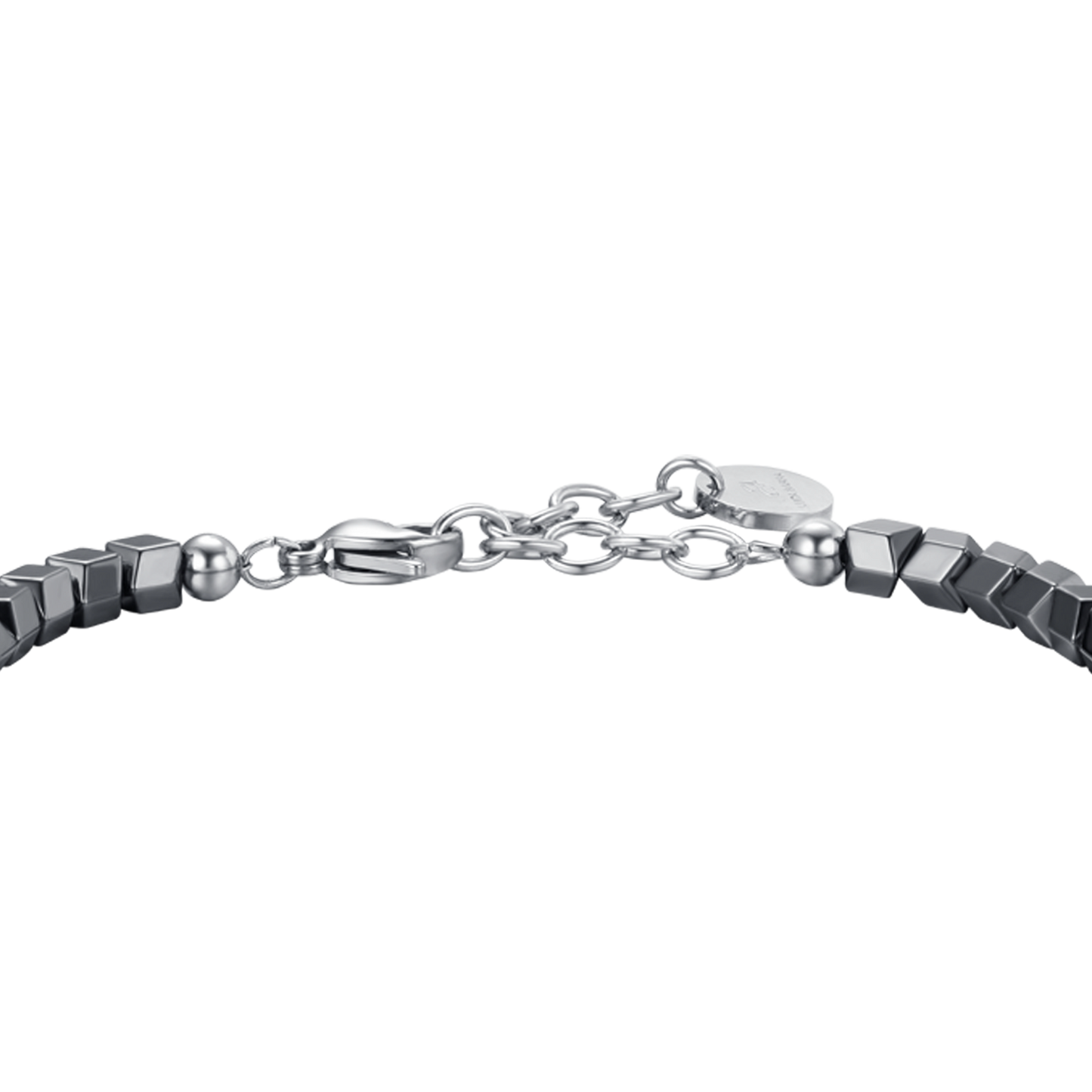 PULSERA DE ACERO PARA HOMBRE CON PIEDRAS GRISES IP Y NEGRAS