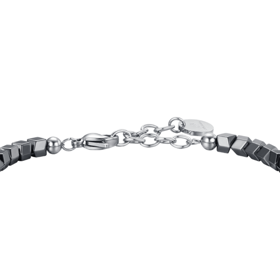 PULSERA DE ACERO PARA HOMBRE CON PIEDRAS GRISES IP Y NEGRAS