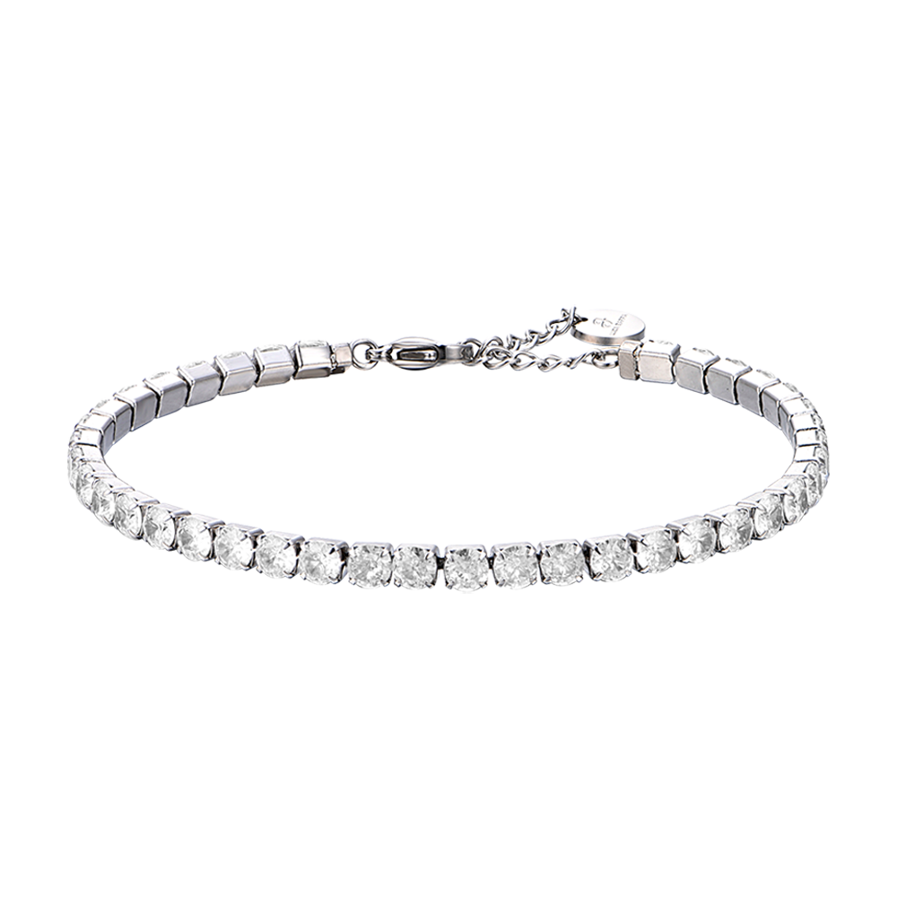 PULSERA DE TENIS DE ACERO PARA HOMBRE CON CRISTALES BLANCOS