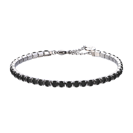 PULSERA DE TENIS DE ACERO PARA HOMBRE CON CRISTALES NEGROS