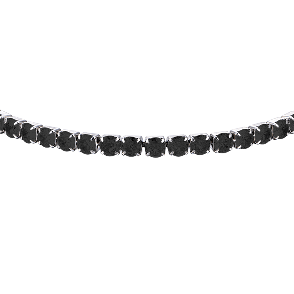 PULSERA DE TENIS DE ACERO PARA HOMBRE CON CRISTALES NEGROS