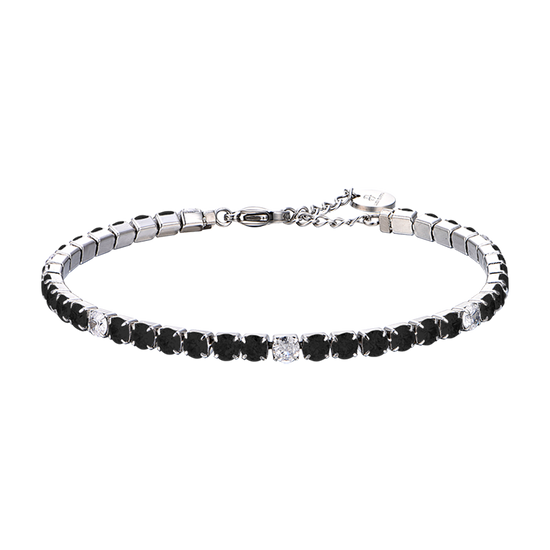 PULSERA DE TENIS DE ACERO PARA HOMBRE CON CRISTALES BLANCOS Y NEGROS