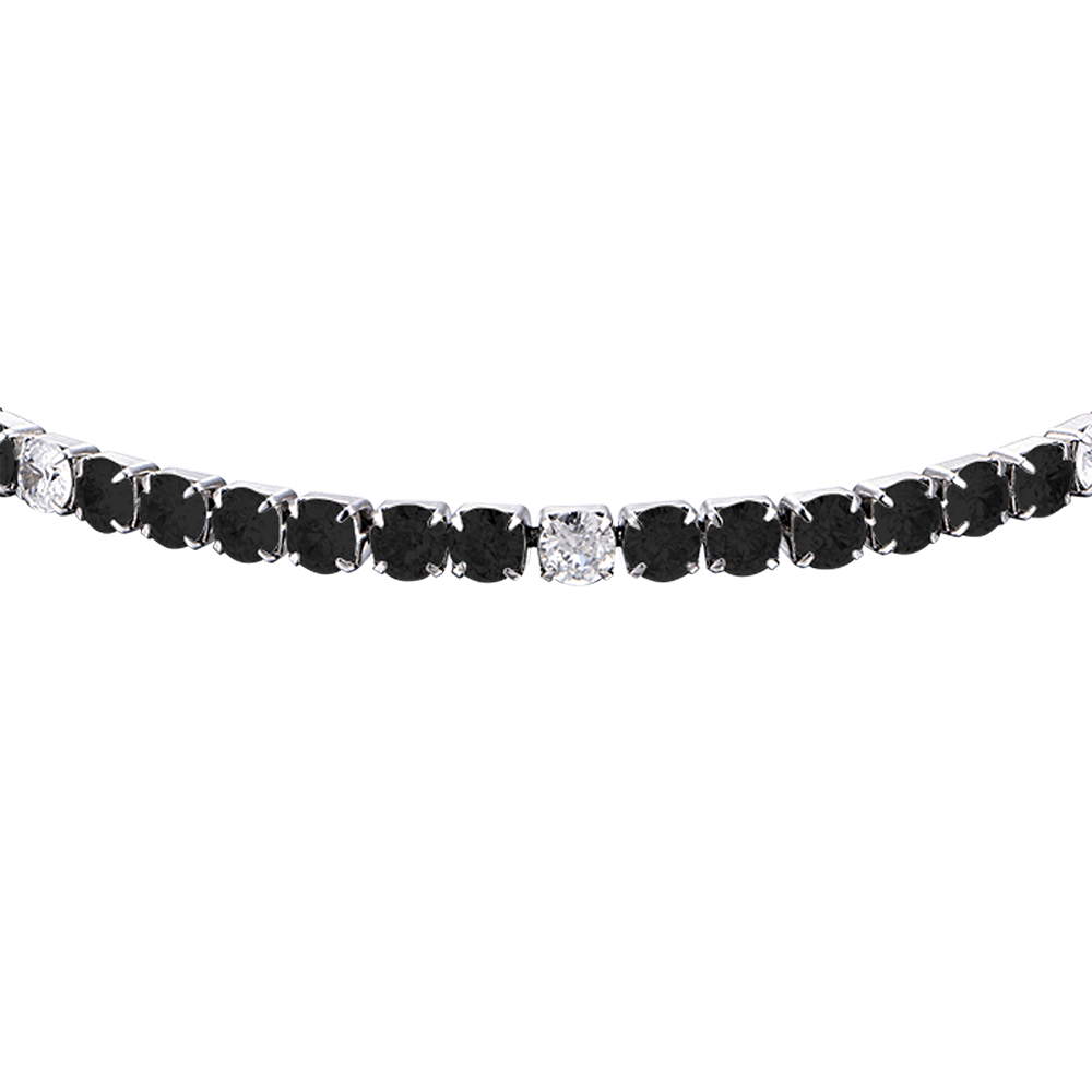 PULSERA DE TENIS DE ACERO PARA HOMBRE CON CRISTALES BLANCOS Y NEGROS