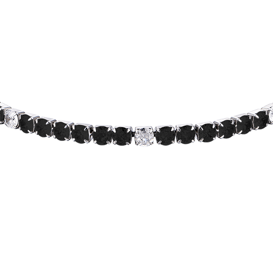 PULSERA DE TENIS DE ACERO PARA HOMBRE CON CRISTALES BLANCOS Y NEGROS