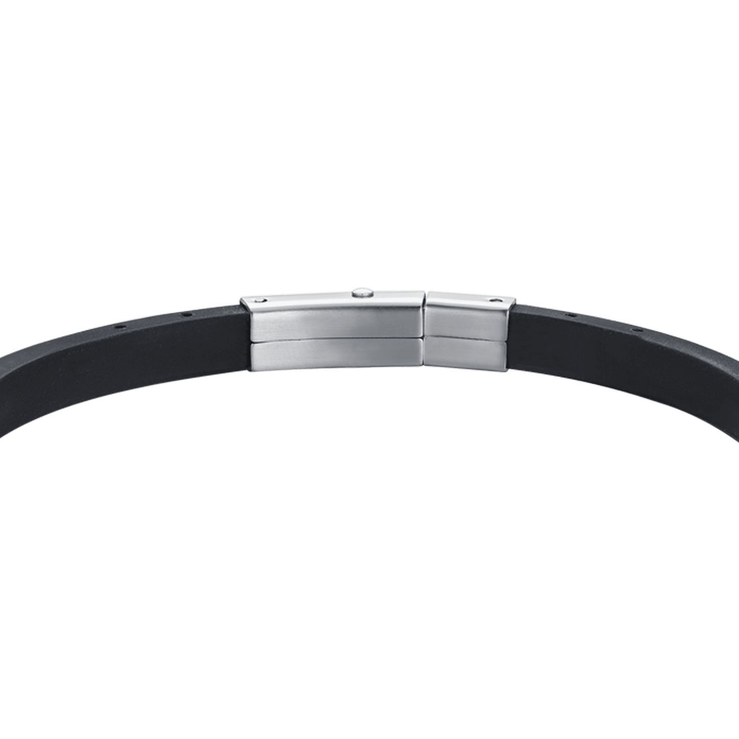 PULSERA DE HOMBRE DE SILICONA NEGRA CON ELEMENTOS DE ACERO Y IP NEGRA Y ROSA DE LOS VIENTOS