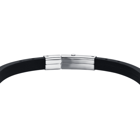 Carica immagine nella Galleria BRACCIALE UOMO SILICONE NERO CON ELEMENTI IN ACCIAIO IP GOLD E NERO CON ANCORA

