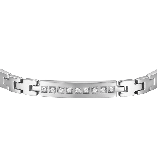 PULSERA DE ACERO PARA HOMBRE CON CRISTALES BLANCOS