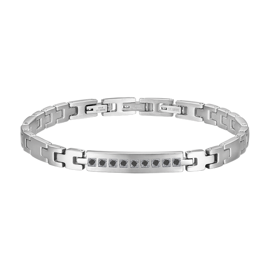 PULSERA DE ACERO PARA HOMBRE CON CRISTALES NEGROS