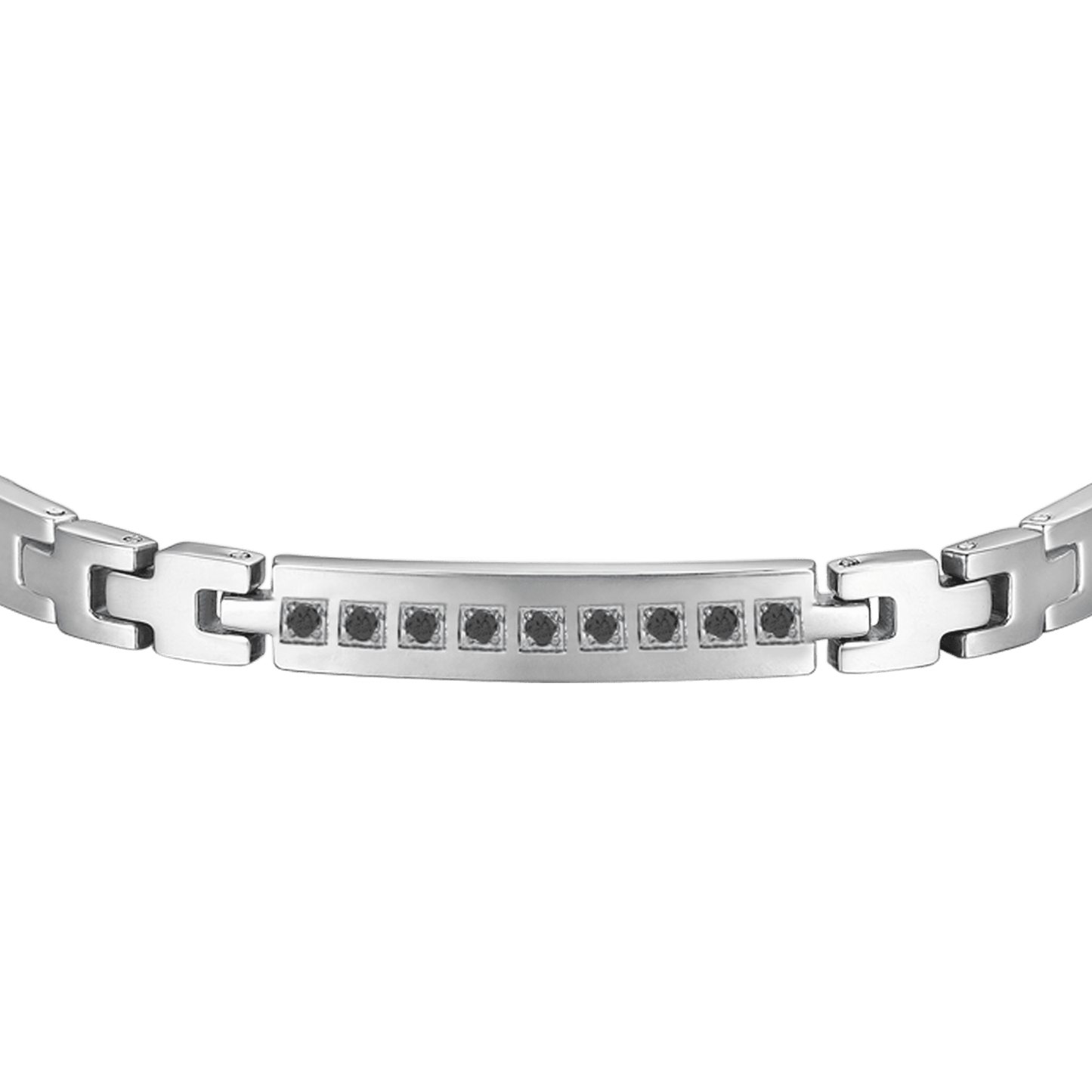PULSERA DE ACERO PARA HOMBRE CON CRISTALES NEGROS