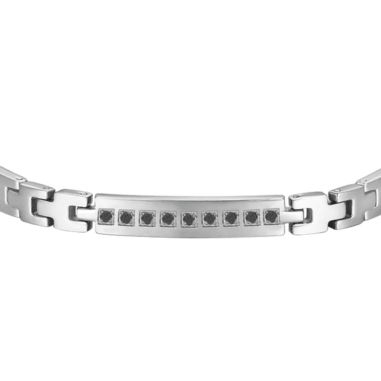 PULSERA DE ACERO PARA HOMBRE CON CRISTALES NEGROS