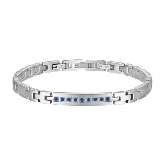 PULSERA DE ACERO PARA HOMBRE CON CRISTALES AZULES