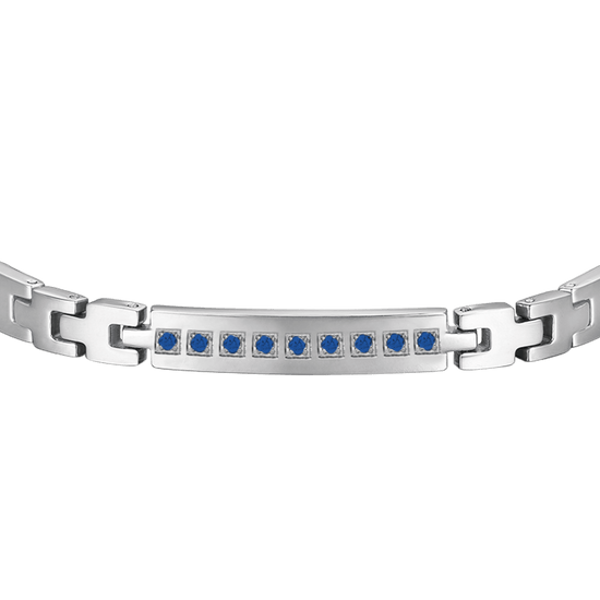 PULSERA DE ACERO PARA HOMBRE CON CRISTALES AZULES