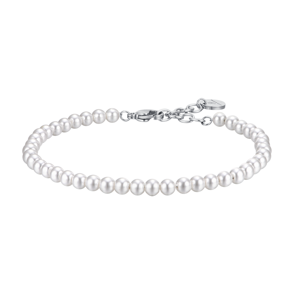 PULSERA DE ACERO PARA HOMBRE CON PERLAS BLANCAS Luca Barra