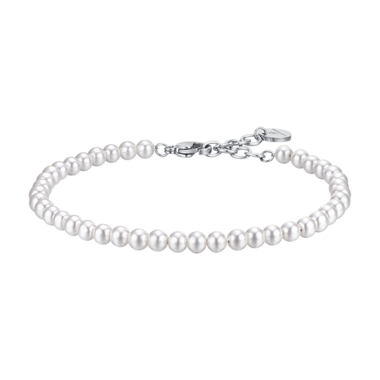 PULSERA DE ACERO PARA HOMBRE CON PERLAS BLANCAS Luca Barra