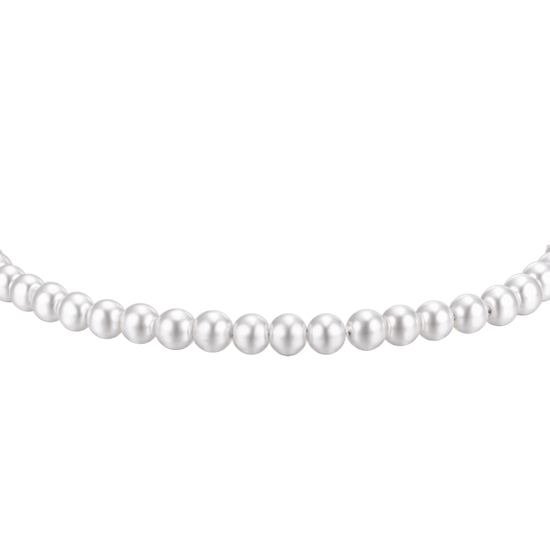 BRACCIALE UOMO IN ACCIAIO CON PERLE SINTETICHE BIANCHE