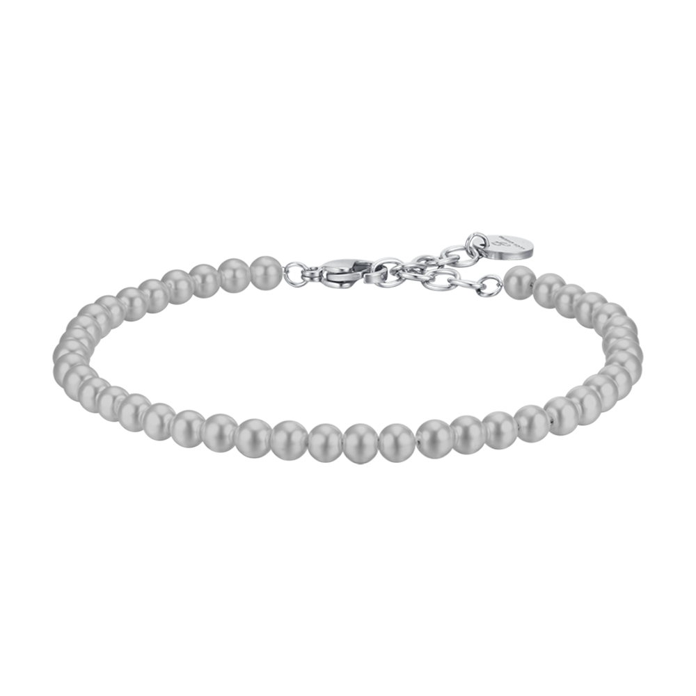 PULSERA DE HOMBRE DE ACERO CON PERLAS GRISES