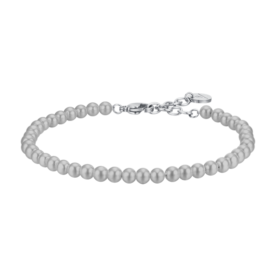 PULSERA DE HOMBRE DE ACERO CON PERLAS GRISES
