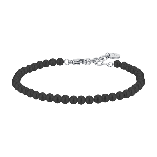 PULSERA DE ACERO PARA HOMBRE CON PERLAS NEGRAS