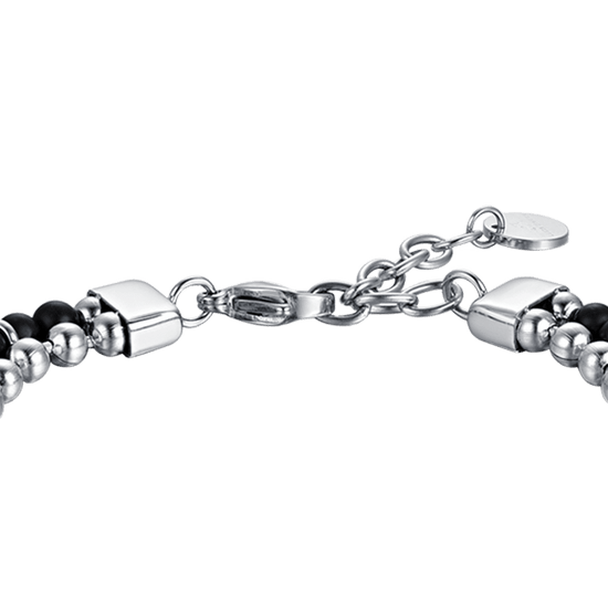 BRAZALETE DE ACERO PARA HOMBRE CON ÁGATA NEGRA Y ELEMENTOS DE ACERO