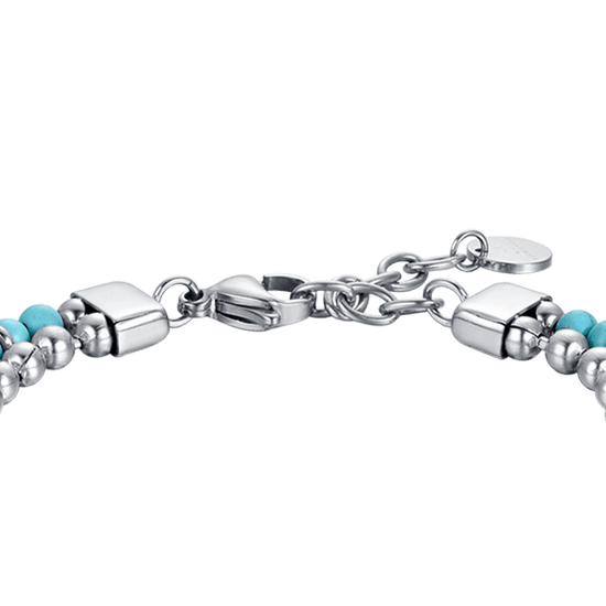 PULSERA DE ACERO PARA HOMBRE CON PIEDRAS DE TURQUESA Y ELEMENTOS DE ACERO
