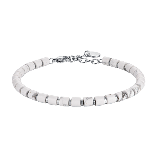 PULSERA DE ACERO PARA HOMBRE CON PIEDRAS BLANCAS