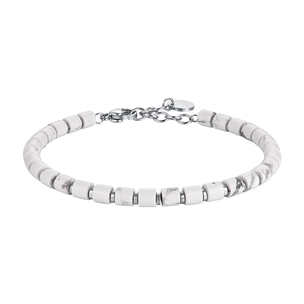 PULSERA DE ACERO PARA HOMBRE CON PIEDRAS BLANCAS
