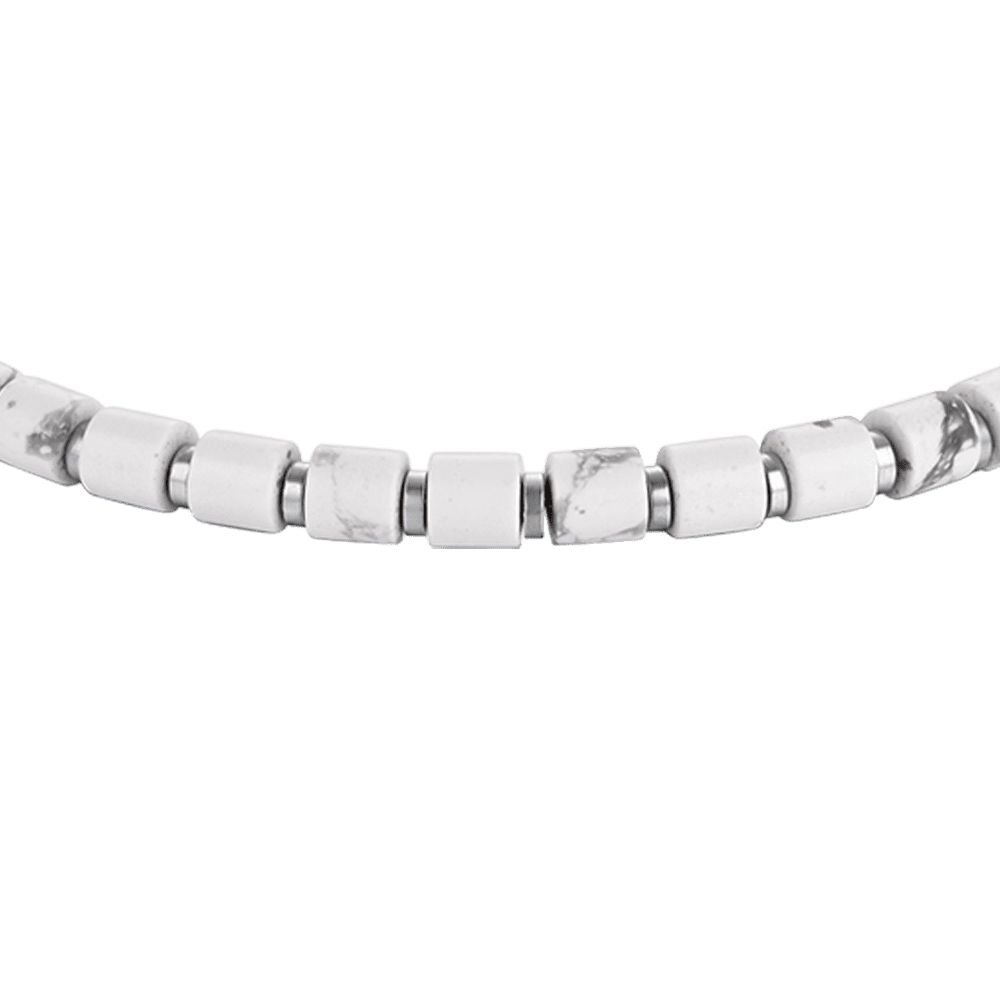 PULSERA DE ACERO PARA HOMBRE CON PIEDRAS BLANCAS Luca Barra